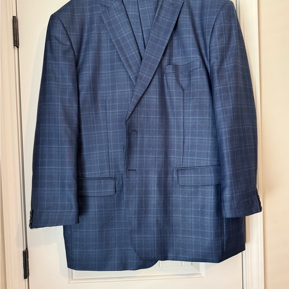 Men's 3pc Blue Checkered Blazer